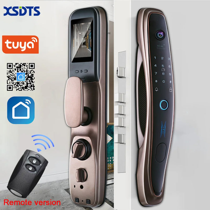 New Biometric Tuya WIFI APP Remote Camera Electronic Smart Door Lock Password Electronic Fingerprint Locks Key IC Card Unlock