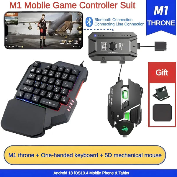 M1 Pro Mobile Game Controller 4 in 1 Mouse Keyboard Adapter Converter BT V5.0 Programmable Adapter Support IOS Android System