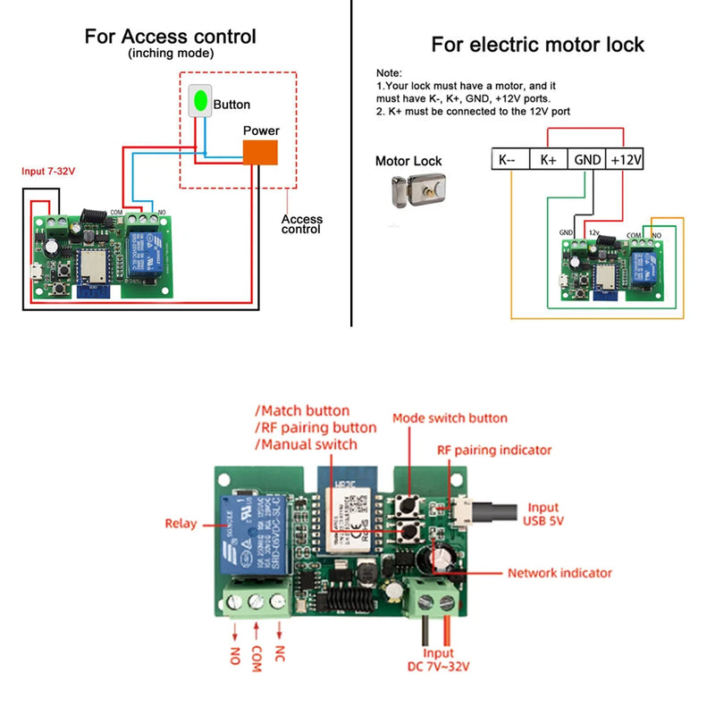 1 2 4 Channel Smart Switch Relay Module for Garage Gate Door WIFI Tuya Smartlife App Remote Control RF433 Transmitter Alexa