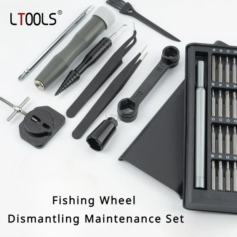 Fishing Wheel Dismantling Maintenance Set DIY Bearing Dismantling Pinning Device Multi Functional Wrench Screwdriver Tweezers