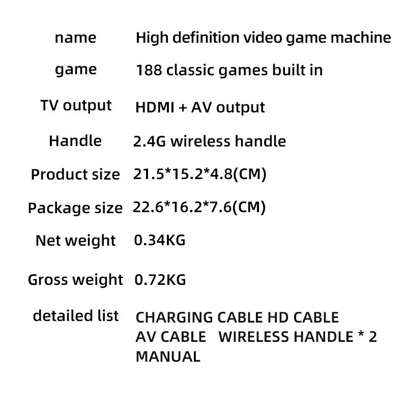 HB-102 High-definition Wireless Tv Game Console, Home Fc Famicom 2.4g Wireless Two Player Classic Game Console Kids Gift