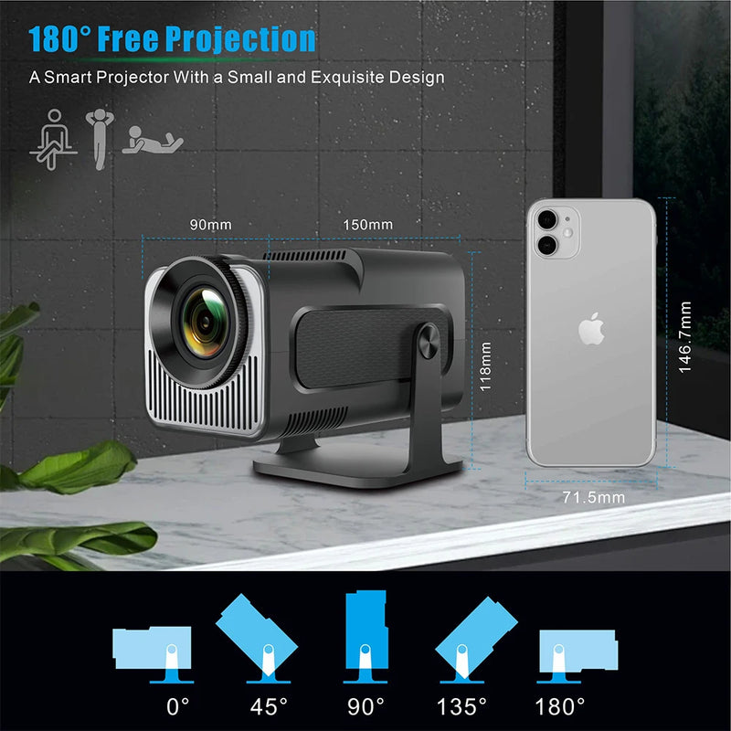 DITONG HY320 Mini Newly Native 720P Android 4K 1080p Projector 300ANSI Wifi Cinema Outdoor Portable 180° Rotable hy300 Projector