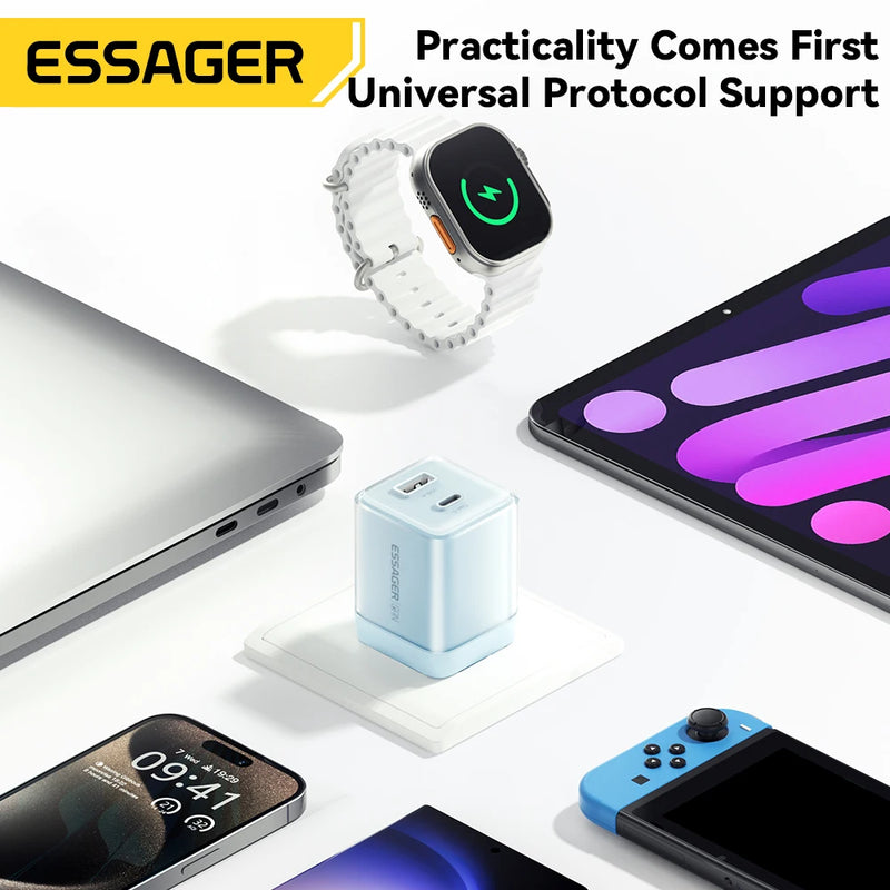 Essager 70W GaN USB Charger PD3.0 Fast Charging QC3.0 Type C Charger For iPhone 16 15 14 13 12 11Samsung  Huawei Xiaomi Macbook