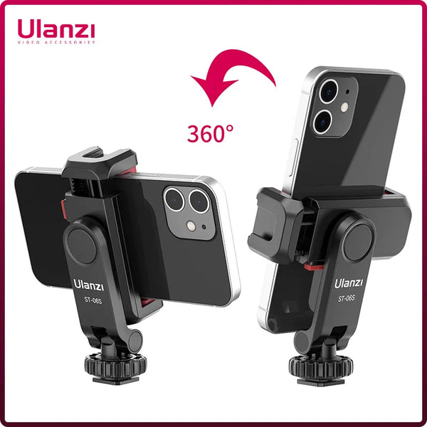 Ulanzi ST-06S Vertical Shooting Phone Mount Holder DSLR Camera Monitor Mount Tripod Mount Clamp for Smartphone Vlog Shooting