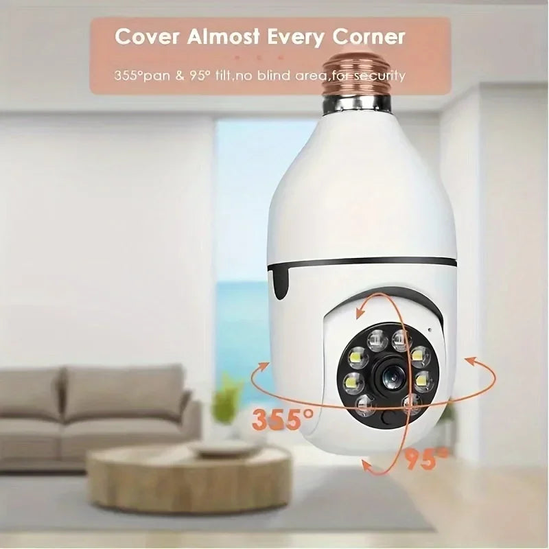 E27 Smart WiFi Security Camera 360° Pan/Tilt Panoramic Surveillance Motion Detection 2-Way Audio IP Camera Real-Time Video Home