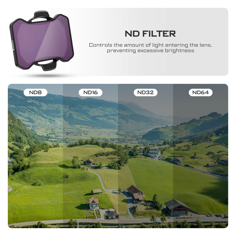 Freewell Professional Drone ND Filter Standard Day 4Pcs/Set ND8 ND16 ND32 ND64 Compatible Avata 2 Camera Photography Accessories