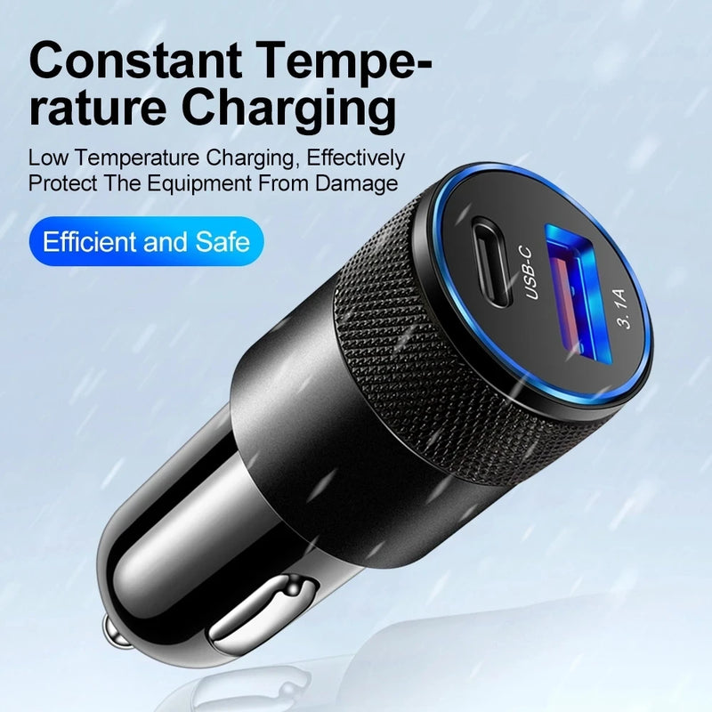 66W PD Car Charger USB Type C Super Fast Charging Car Phone Adapter for iPhone 14 13 12 Xiaomi Huawei Samsung S22 Quick Charge