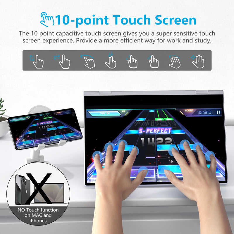 Dopesplay 14.1Inch Wireless Portable Monitor Lapdock Built-in 10800mAh Battery 10-Points Touchscreen 1080P HDR IPS Second Screen