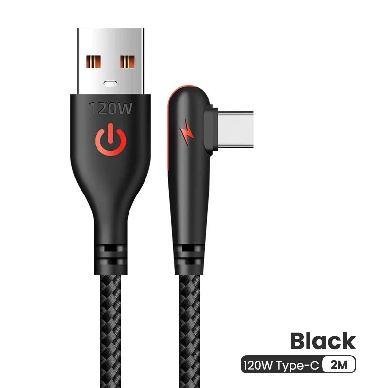 Olaf 90 Degree Elbow USB Type C Cable Fast Charging Braided Data USB C Cable for Samsung Xiaomi Mobile Phone USB Charger Cable