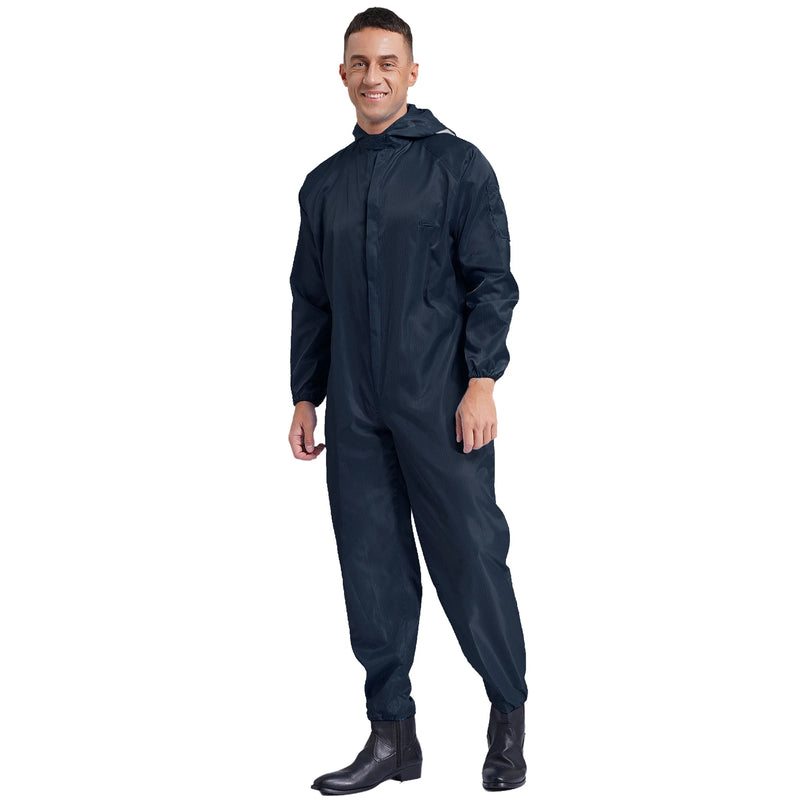 Adult Long Sleeve Anti-Static Dust-proof Hooded Coverall Workshop Uniform Overalls Lab Spray Paint Maintenance Work Jumpsuit