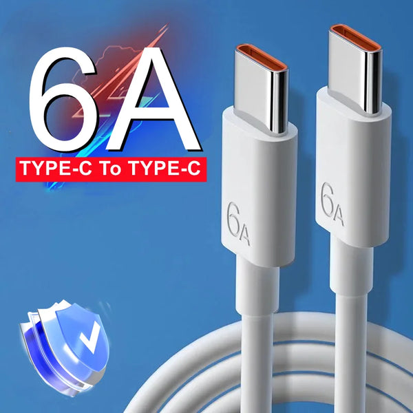 6A Dual Type Usb C 88W Fast Charging Data Cable Usb C To Usb C Mobile Phone Type-C Quick Charge Wire Cord for Samsung Mi Huawei