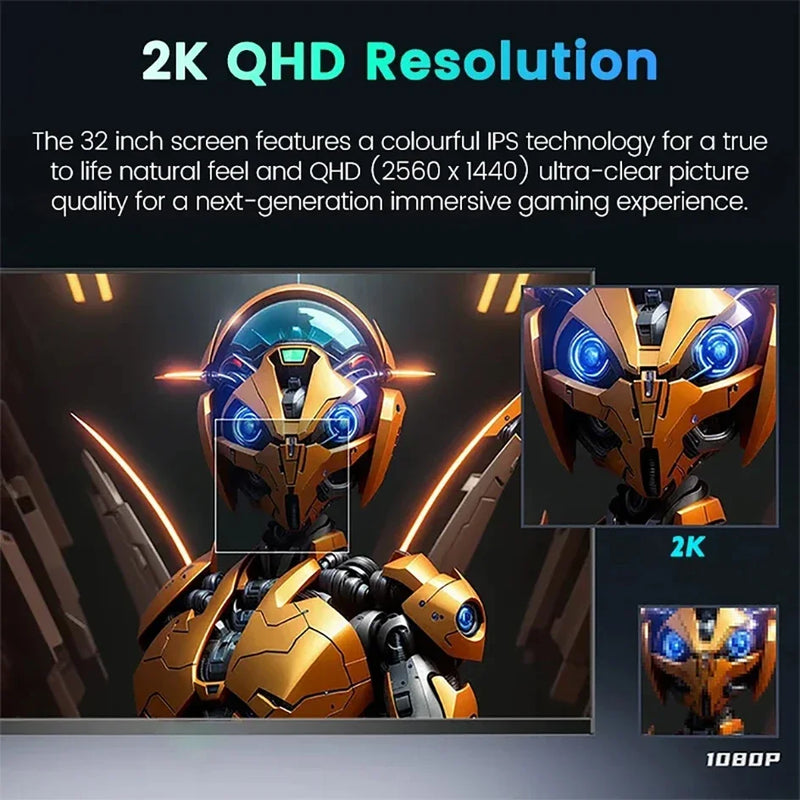 32 Inch 2K 240Hz Desktop Monitor 2560*1440P 100%SRGB 1MS Freesync Game Computer Display IPS VA Curved Straight Screen HDMI/DP