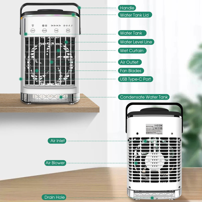 Portable Cold Air Conditioner Evaporative Air Cooler Mini Usb Table Fan Desktop Air Conditioning Fan Humidifier for Home Room