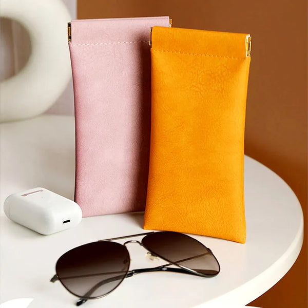 Zipper Sunglasses Case Fashionable  Pu Leather Glass Case Pouch  Mobile Phone Wallet  Protective Glasses Box Wholesale 9X18cm