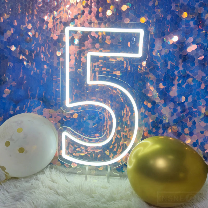 40cm 0-9 Wedding Numbers Neon Lights Sign Birthday Home Decor Room Decoration Night Lights Bedroom Neon Lamps Led Luminous Signs