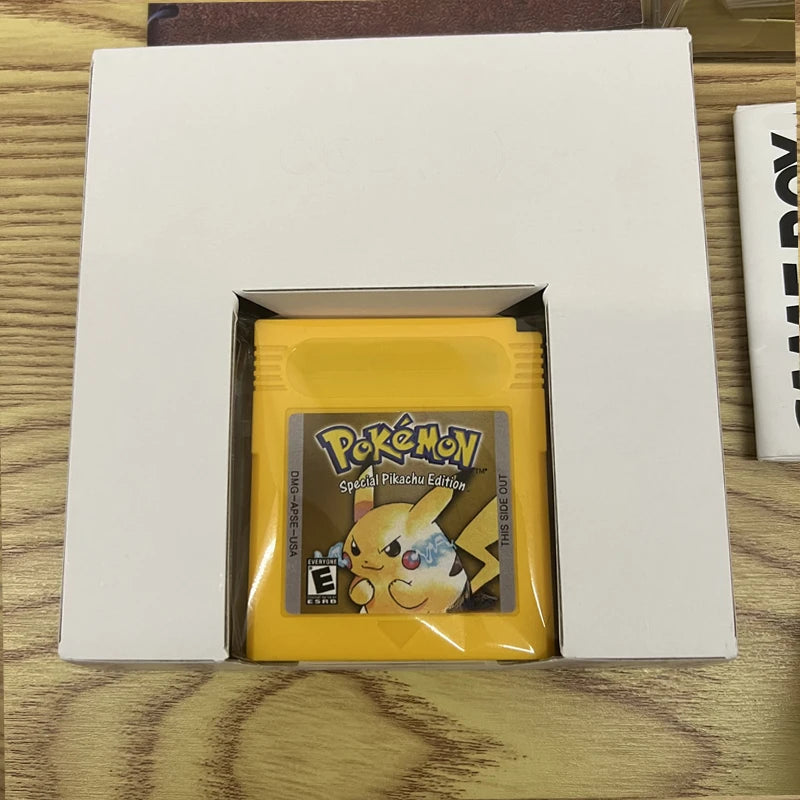 Pokemon Yellow GBC Game in Box for 16 Bit High Quality Shell Video Game Cartridge Trainers Guide with Manuals Fan Made