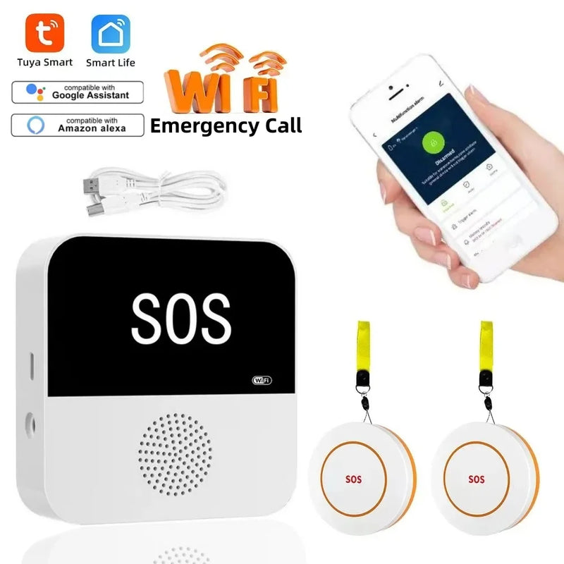 Tuya Smart  WiFi Elderly Caregiver Pager SOS Call Button Emergency SOS Medical Alert System for Seniors Patients Elderly At Home