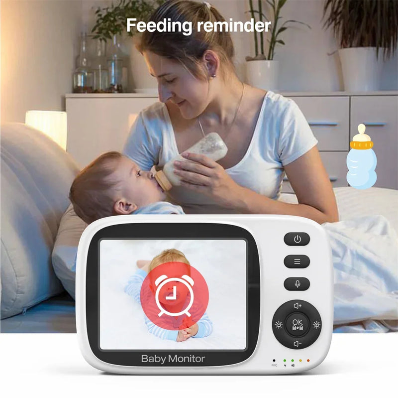 BabyStar 3.2Inch Wireless Video Baby Monitor With Lullabies Auto Night Vision Two Way Intercom Temperature Monitoring Babysitter