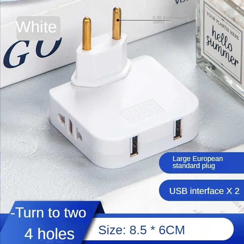 EU Plug 180 Degree Rotatable Socket Converter 3 in 1 US Extension Plug Multi-Plug Mini Slim Wireless Outlet Adapter Sockets