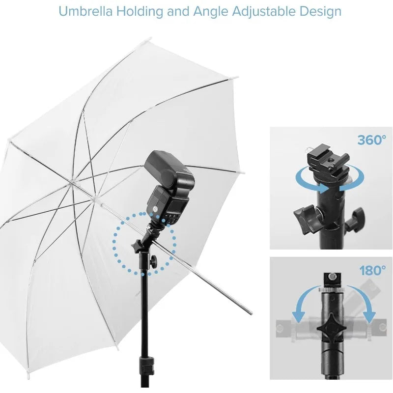 Flash Bracket Mount Speedlight Holder, Swivel Head Adapter, Umbrella Lighting Reflector Holder for Camera Photo Video Shooting