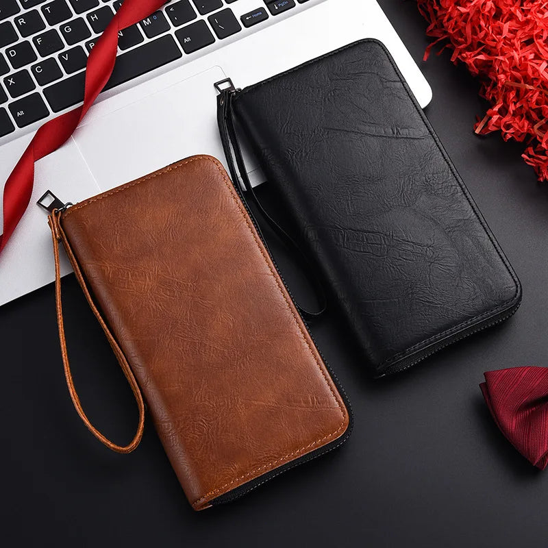 New Arrival PU Leather Men Wallets Large Capacity Driver License Phone Wallet Casual Male Clutch Long Zipper Coin Purses Carteir