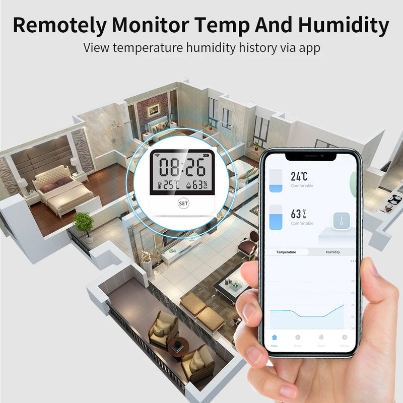 Tuya WIFI Temperature And Humidity Sensor Support Alexa Google Assistant Smart Indoor Hygrometer Thermometer With LCD Display