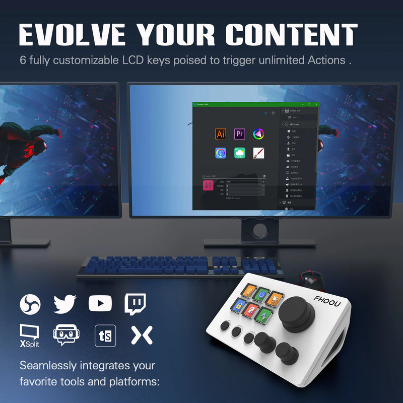 Mirabox N3 StreamDeck Global Edition Stream Deck LCD Live Content Creation Controller Custom Visual Keyboard Button For Win/Mac