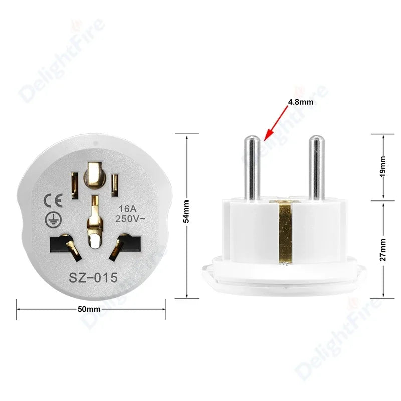 EU Plug Adapter AU UK US To EU Euro Plug Adapter Converter European Travel Adapter Australia USA CN to EU Electric Socket Outlet