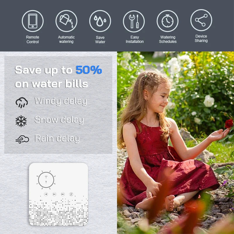 Tuya WiFi Sprinkler Controller Intelligent Irrigation Timer 8 Zones Automatic Watering Device Compatible with Alexa Google Home