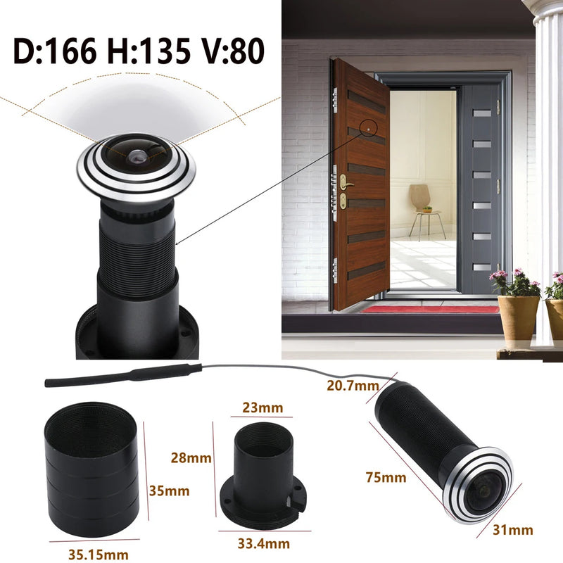 Tuya Wifi Door Eye Camera Mini Peephole Door WifI IP Camera 1.6MM Wide Angle FishEye 2Way Audio Build-In Speaker TF Card Slot