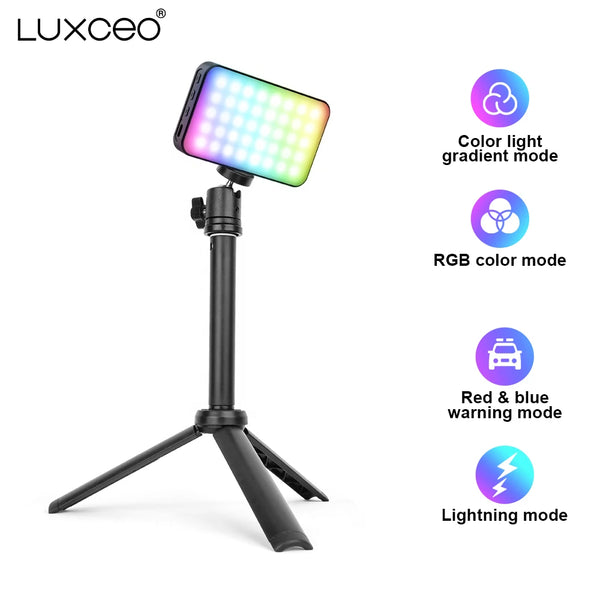 LUXCEO LED Photography Video Light Panel Lighting RGB Camera Photo Studio Lamp Kit Rechargeable For Shoot Live Streaming Youbube