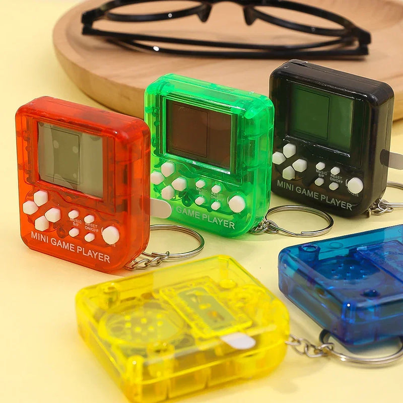 Mini Pocket Classic Game Machine Tiny Game Console Keychain Children Handheld Retro Game Players with Keyring Video Games