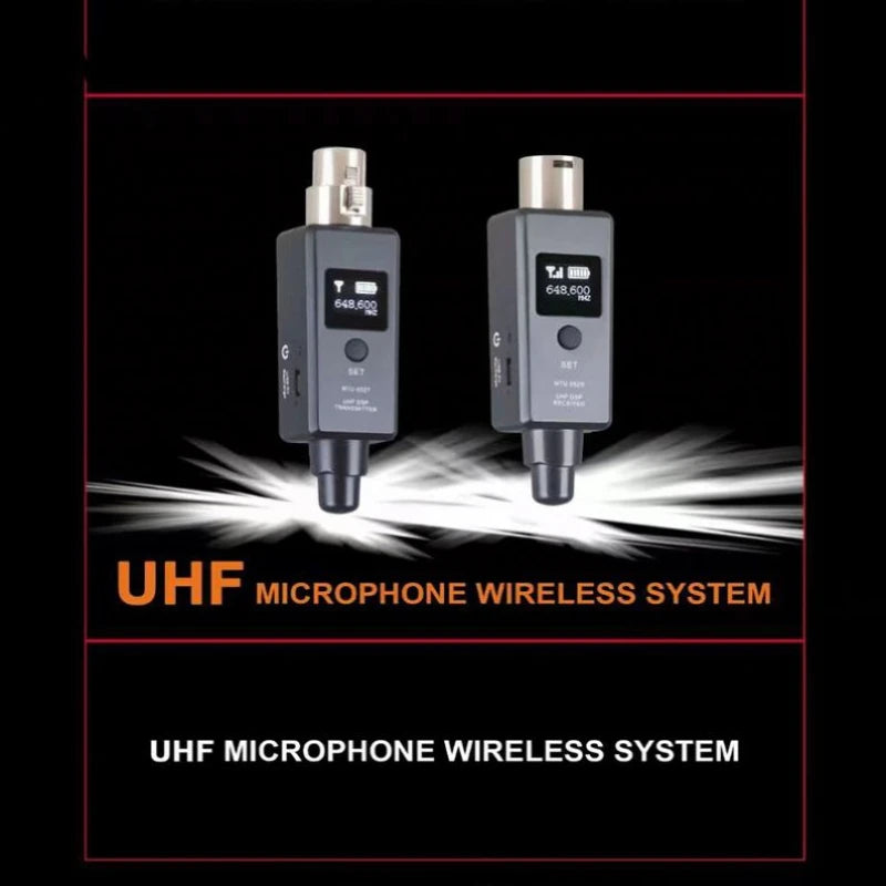 UHF Professional Wired to Wireless Microphone Converter Micphone Transmitter & Receiver Receiving Transmission