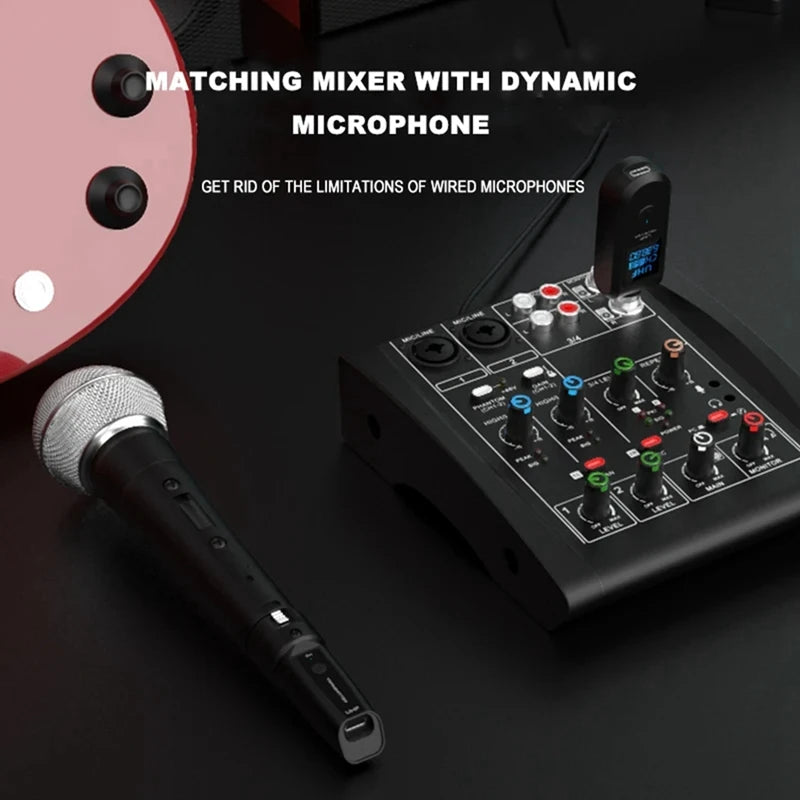 UHF XLR Adapter System Wireless Microphone Transmitter Receiver For Dynamic Microphone Guitar Audio Mixer PA System