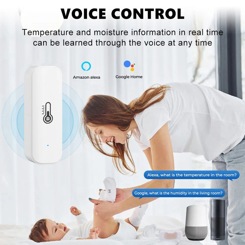 2PCS Tuya Zigbee/WiFi Temperature Humidity Sensor Home Connected Thermometer Compatible With Smart Life Alexa Google Assistant