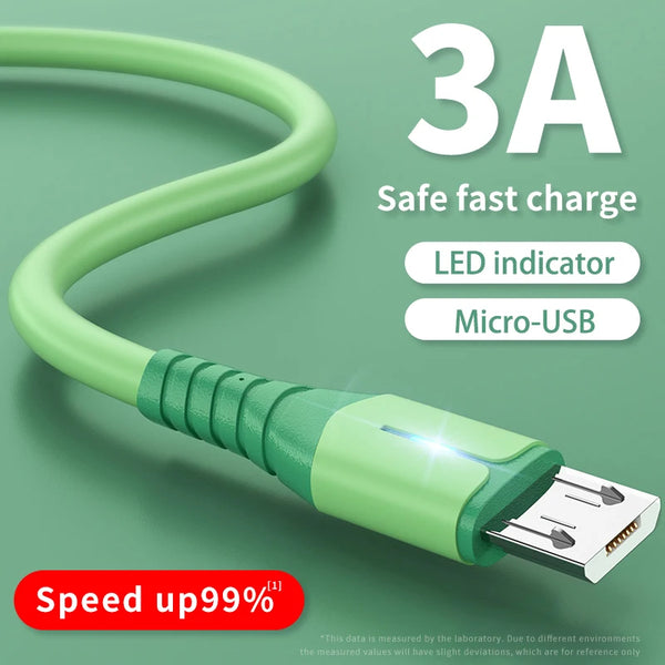 LED 3A Fast Charging USB Micro Cable Data Cable for Samsung Xiaomi Huawei HTC OPPO VIVO V8 Mobile Phone Charger USB Cable