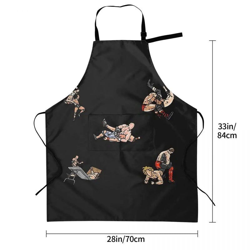 Wrestling Pack Waterproof Kitchen Apron For Women/Men With Pockets Work Restaurant Shop Waiter Work Uniform