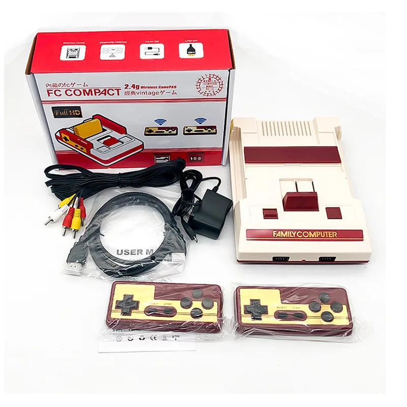 HB-102 High-definition Wireless Tv Game Console, Home Fc Famicom 2.4g Wireless Two Player Classic Game Console Kids Gift