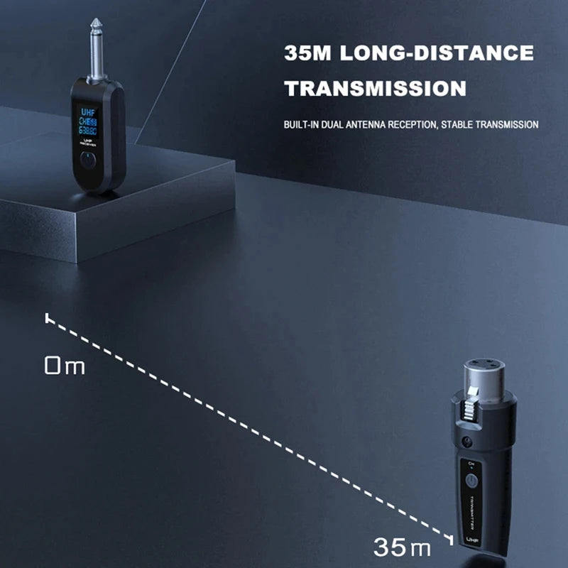 UHF XLR Adapter System Wireless Microphone Transmitter Receiver For Dynamic Microphone Guitar Audio Mixer PA System