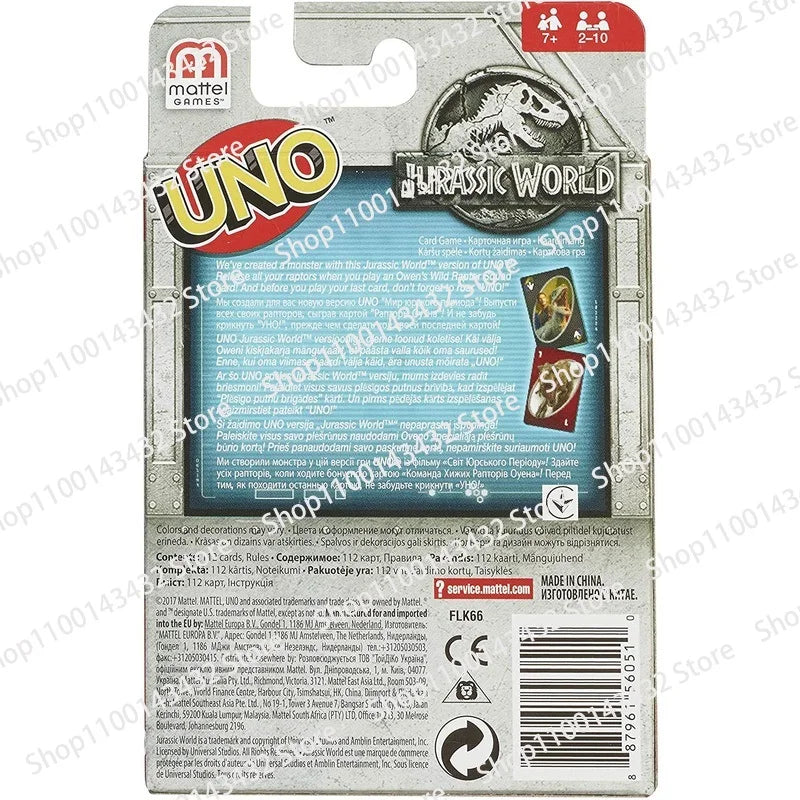 Jurassic Park UNO Board Game Anime Cartoon Kawaii Figure Pattern Family Funny Entertainment Uno Cards Games Christmas Gifts