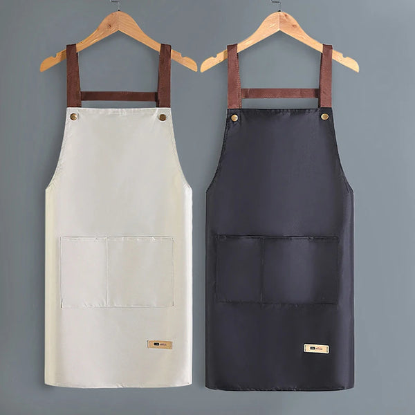 Perfessional Kitchen Apron Women Waterproof Fashion Apron with Pockets Women Taller Waiter Apron Chef Work Uniform