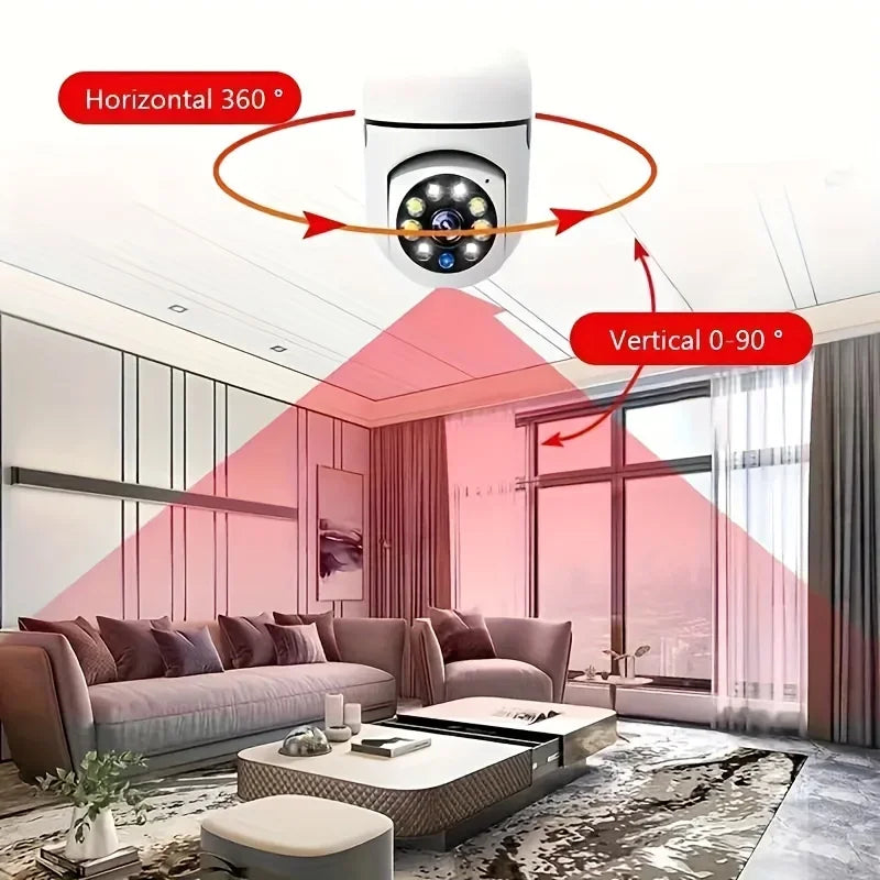 E27 Smart WiFi Security Camera 360° Pan/Tilt Panoramic Surveillance Motion Detection 2-Way Audio IP Camera Real-Time Video Home