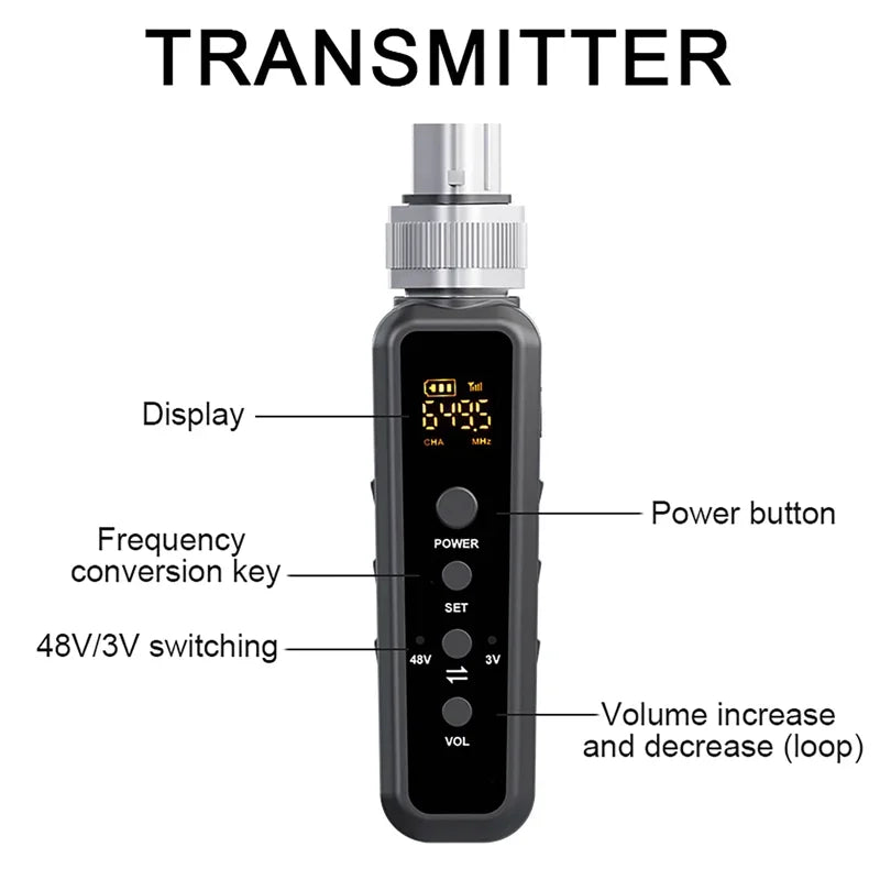 UHF Wireless Microphone Converter XLR Micro Phone Transmitter+Receiver for Dynamic Microphones,Audio Mixer,PA System Converters