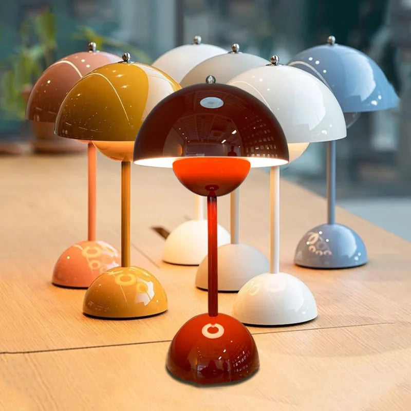 USB Rechargeable Mushroom Table Lamp Three Speed Adjustment Indoor Lighting Fixture Flower Bud Desk Lamps Hoom Decor Night Light