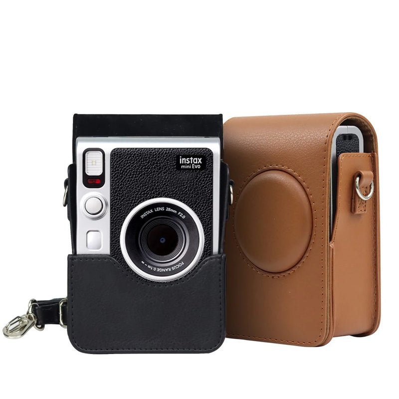 PVC PU Leather Protection Bag Case Cover For Fujifilm Instax Mini EVO Instant Film Photo Camera with Shoulder Removable Strap