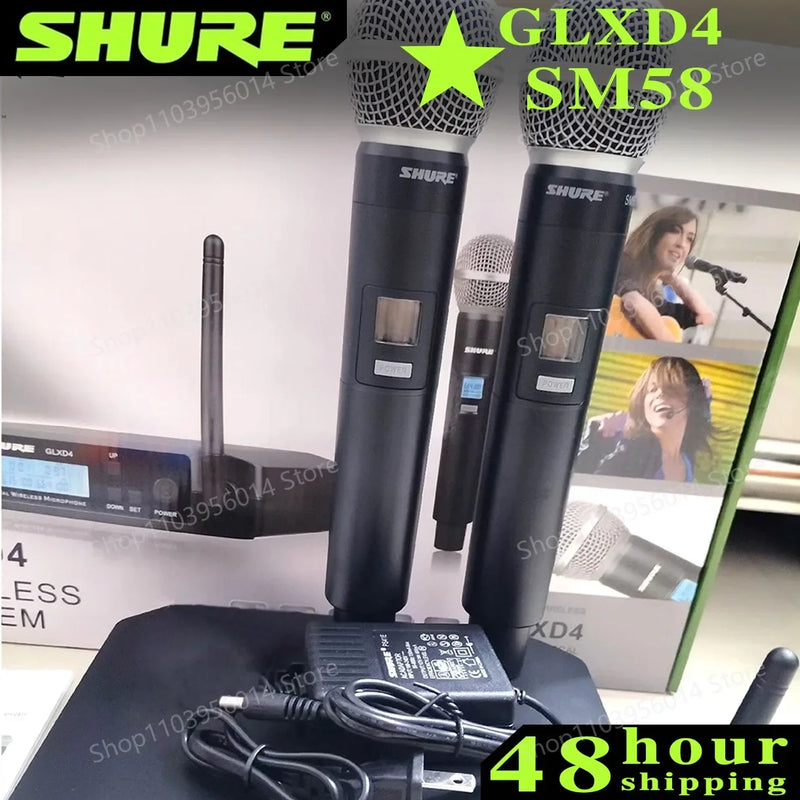 Shure GLXD4 SM58 Wireless 2 Handheld Microphone UHF Dynamic Professional Party Stage Karaoke Microphone GLXD4 SM58 Wireless Mic