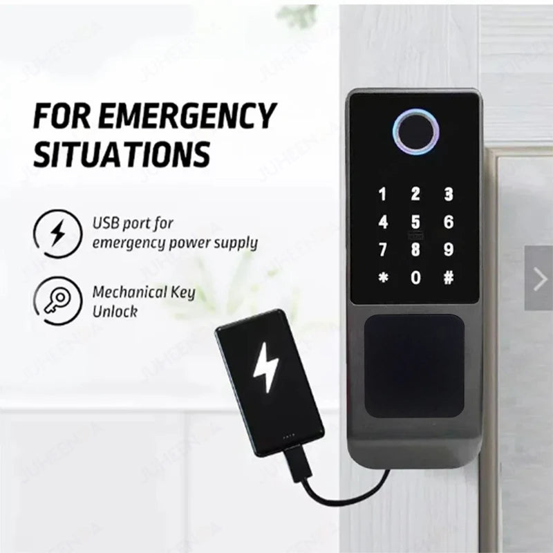 Outdoor Tuya Wifi Waterproof Smart Door Lock Double Side Fingerprint Sensor Digital Code IC Card TTLock App Electronic Gate Lock