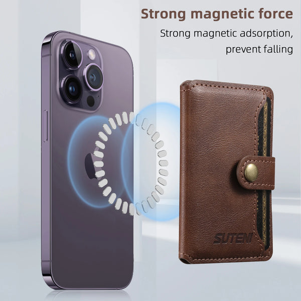 Magsafe Magnetic Leather Cellphone Card Holder Bank ID Card For IPhone 11 12 13 14 15 Pro Max 15Plus 14Plus Phone Wallet Case