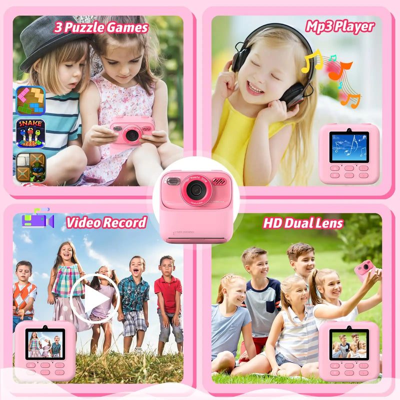 Kids Camera Thermal Instant Print Camera 1080P Children Digital Video Camera With 32G For Girls Boys Christmas Birthday Gifts