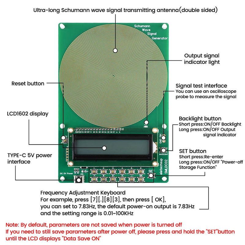 7.83Hz Schumann Waves Resonance Generator Ultralow Frequency Pulse Audio Resonator Type-C Interface 0.01Hz~100000Hz Adjustable